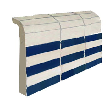Mosaic House Moroccan tile Linear Border Bullnose K 1-15 White,   Cobalt Blue,    solid zellige, mosaic, zellij, border, glaze 